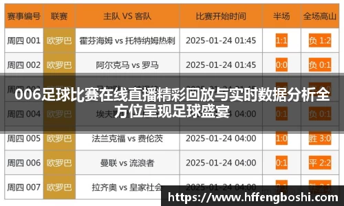 006足球比赛在线直播精彩回放与实时数据分析全方位呈现足球盛宴